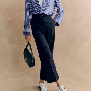 Sezane Damon Navy Trousers Sz 38